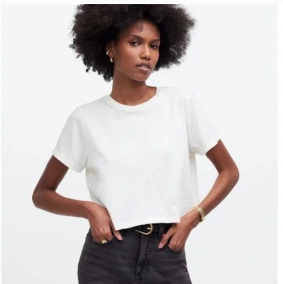 Madewell Tops - Madewell Softfade Cotton Boxy-Crop Tee NG580 Size XS White NWT